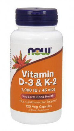 NOW Vitamin D-3/K-2 1000 М.Е./45 мкг (120 кап)
